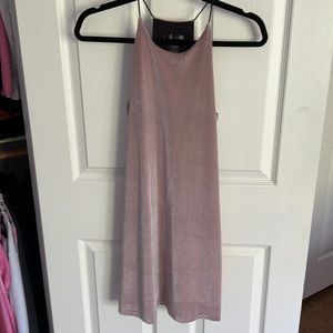 Pink velvet halter dress